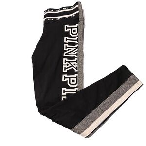 Victoria's Secret PINK Logo Black Yoga Leggings Size M